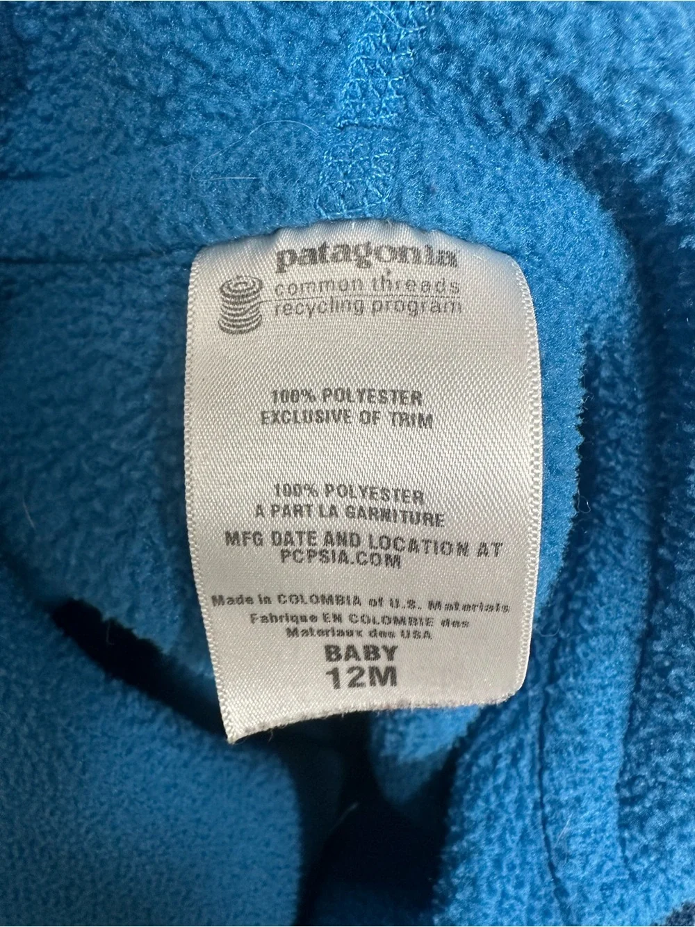 Patagonia Baby Fleece Blue Zip up Hoodie